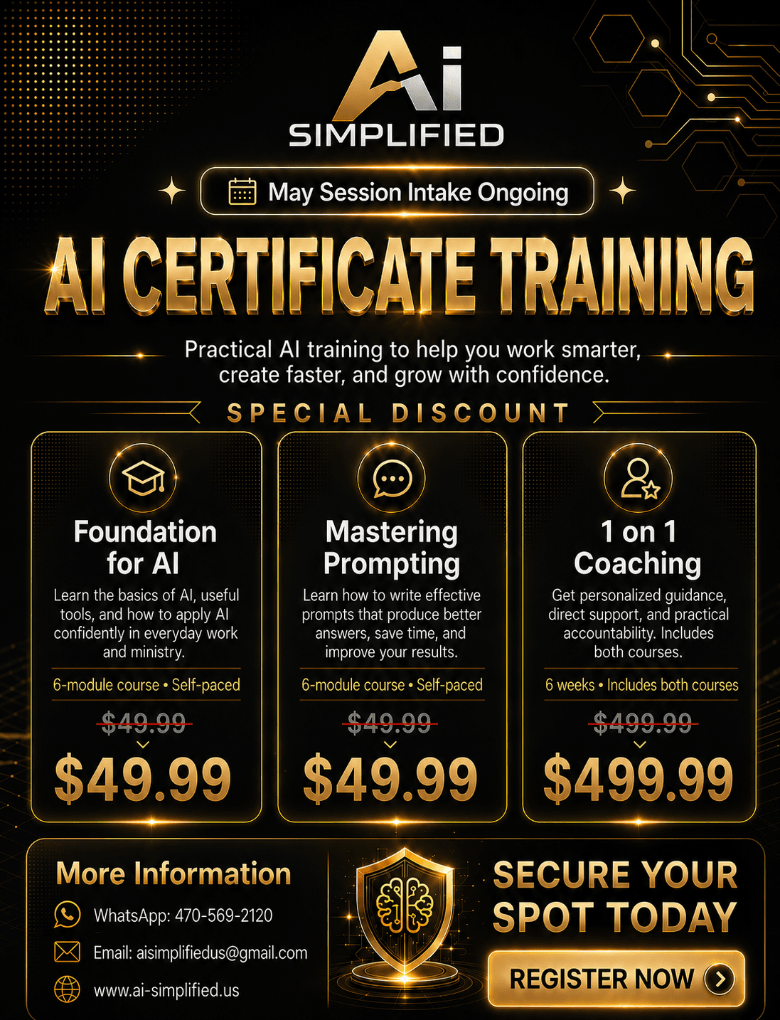 AI Simplified certificate training promotional flyer