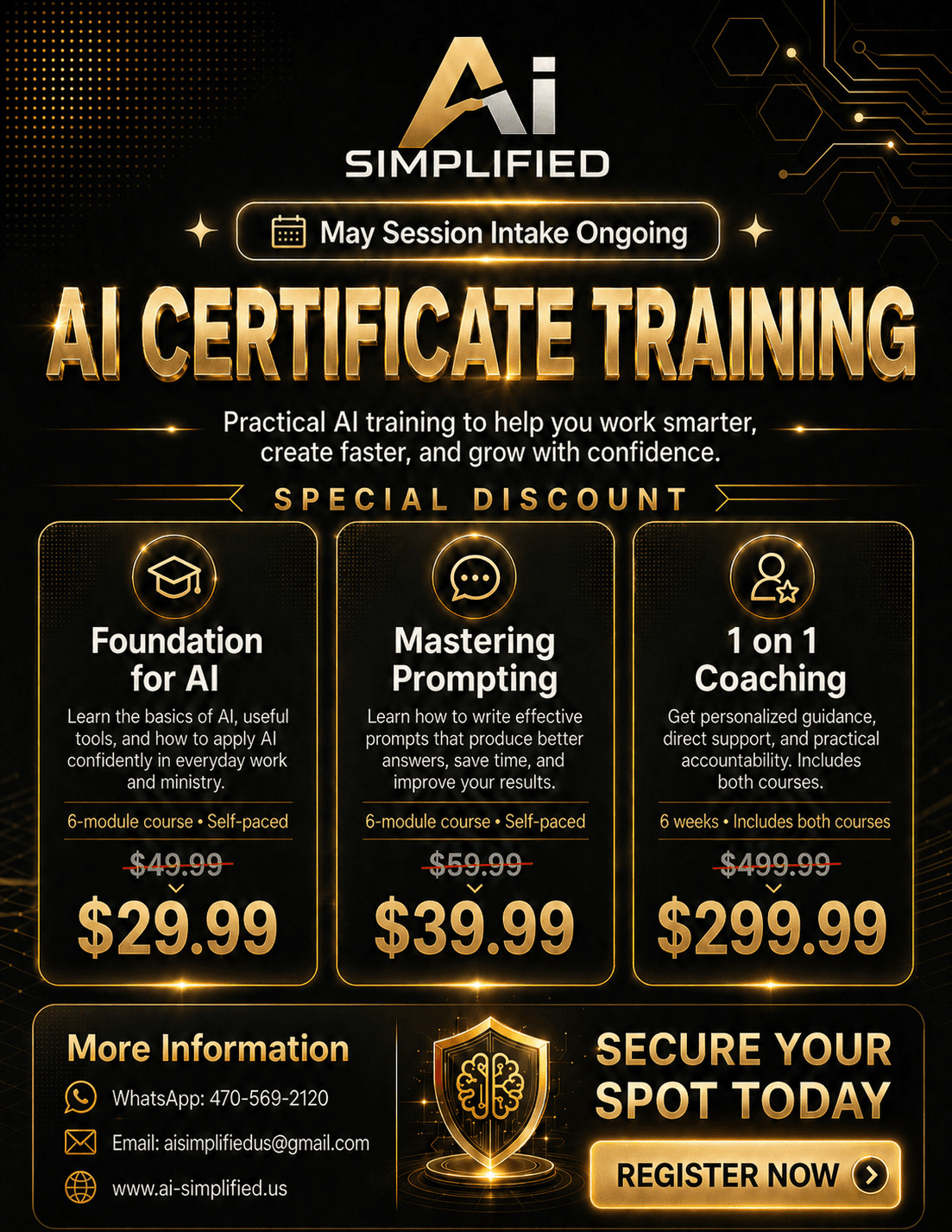AI Simplified certificate training promotional flyer